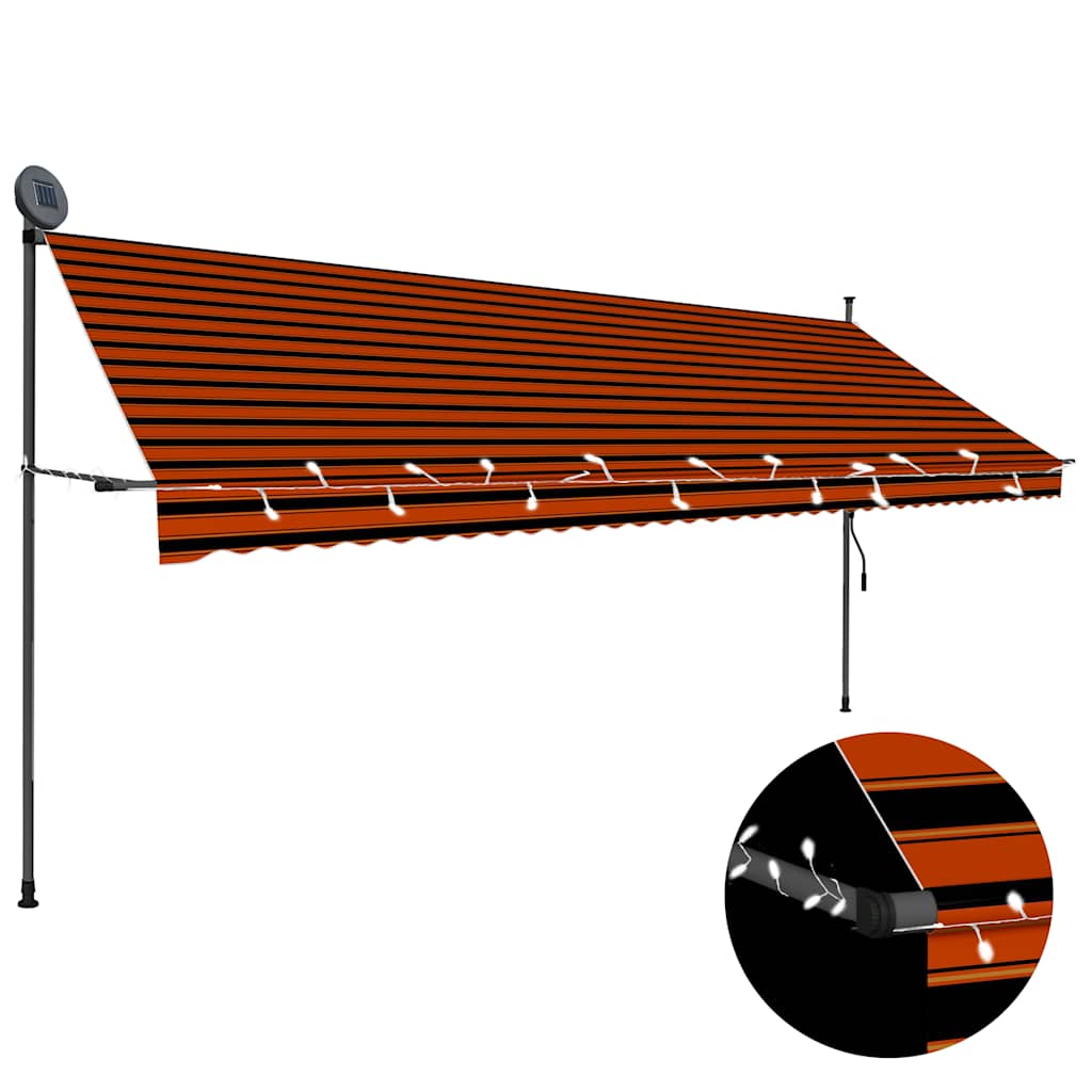 Vidaxx Markise, manuell, mit LED, 400 cm, Orange und Braun