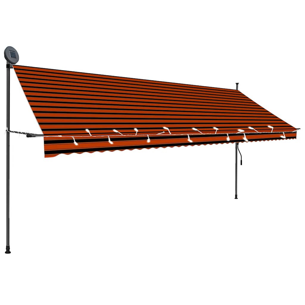 Vidaxx Markise, manuell, mit LED, 400 cm, Orange und Braun