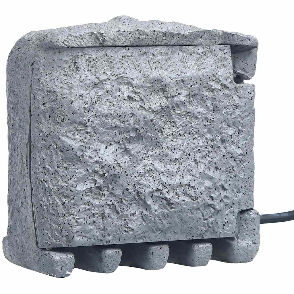 VidaXL Gartensteckdose mit 2 Eingängen und Zeitschaltuhr, Polyresin Grau