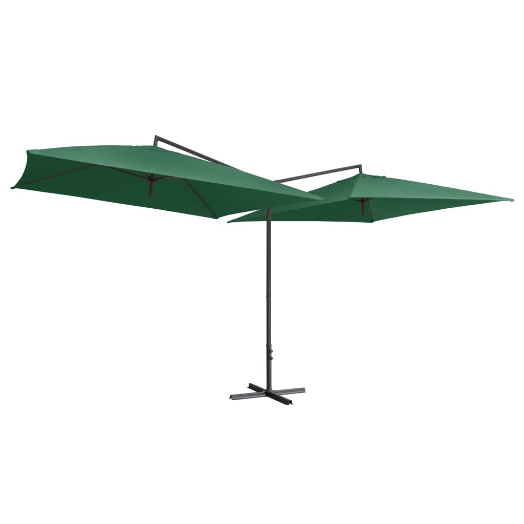VidaXL Sonnenschirm Doppel mit Stahlstange 250x250 cm Grün
