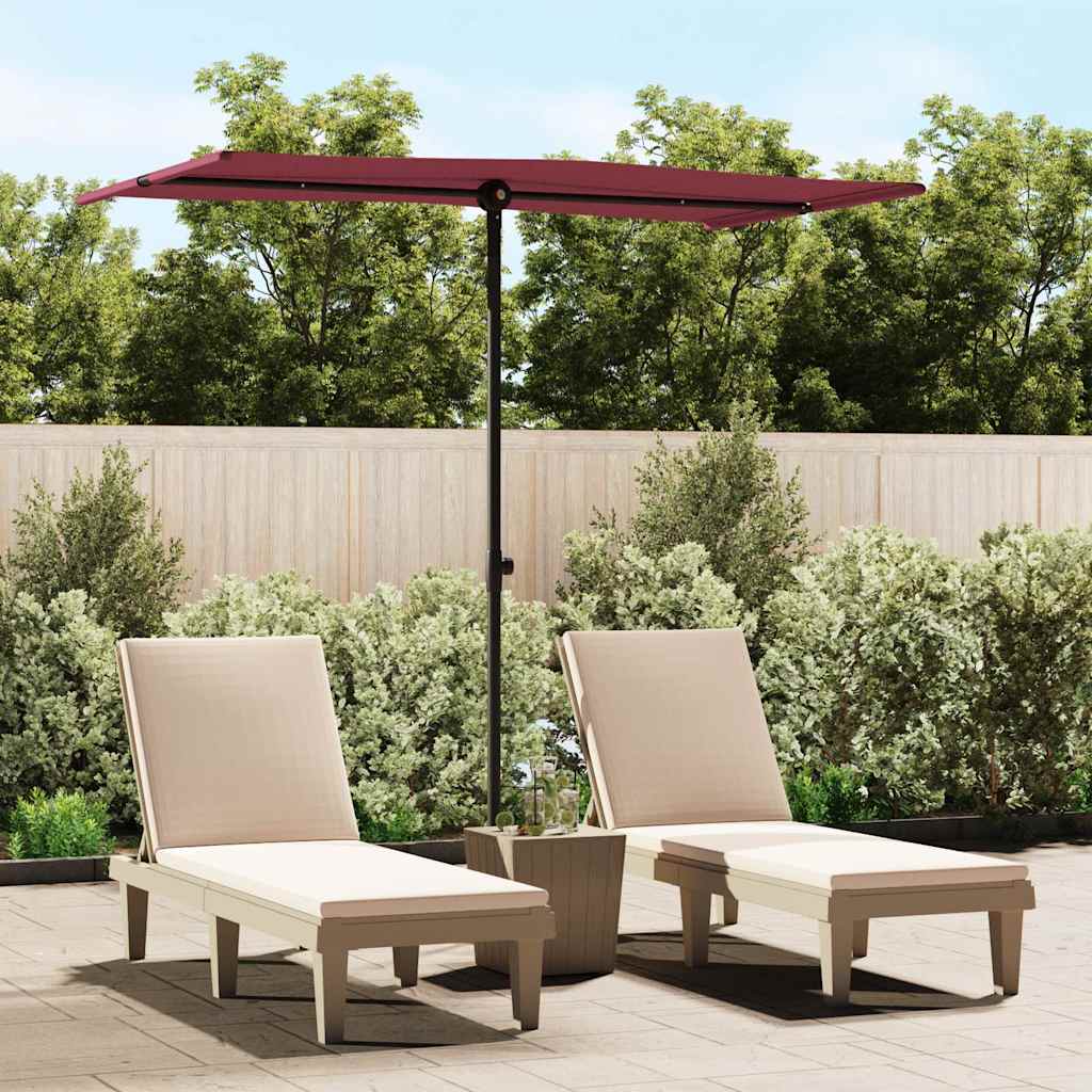 VidaXL Sonnenschirm mit Aluminiumstange 180x110 cm Burgunderrot