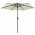 VidaXL Sonnenschirm mit LED-Beleuchtung und Aluminiumstange, 270 cm, Sandweiß