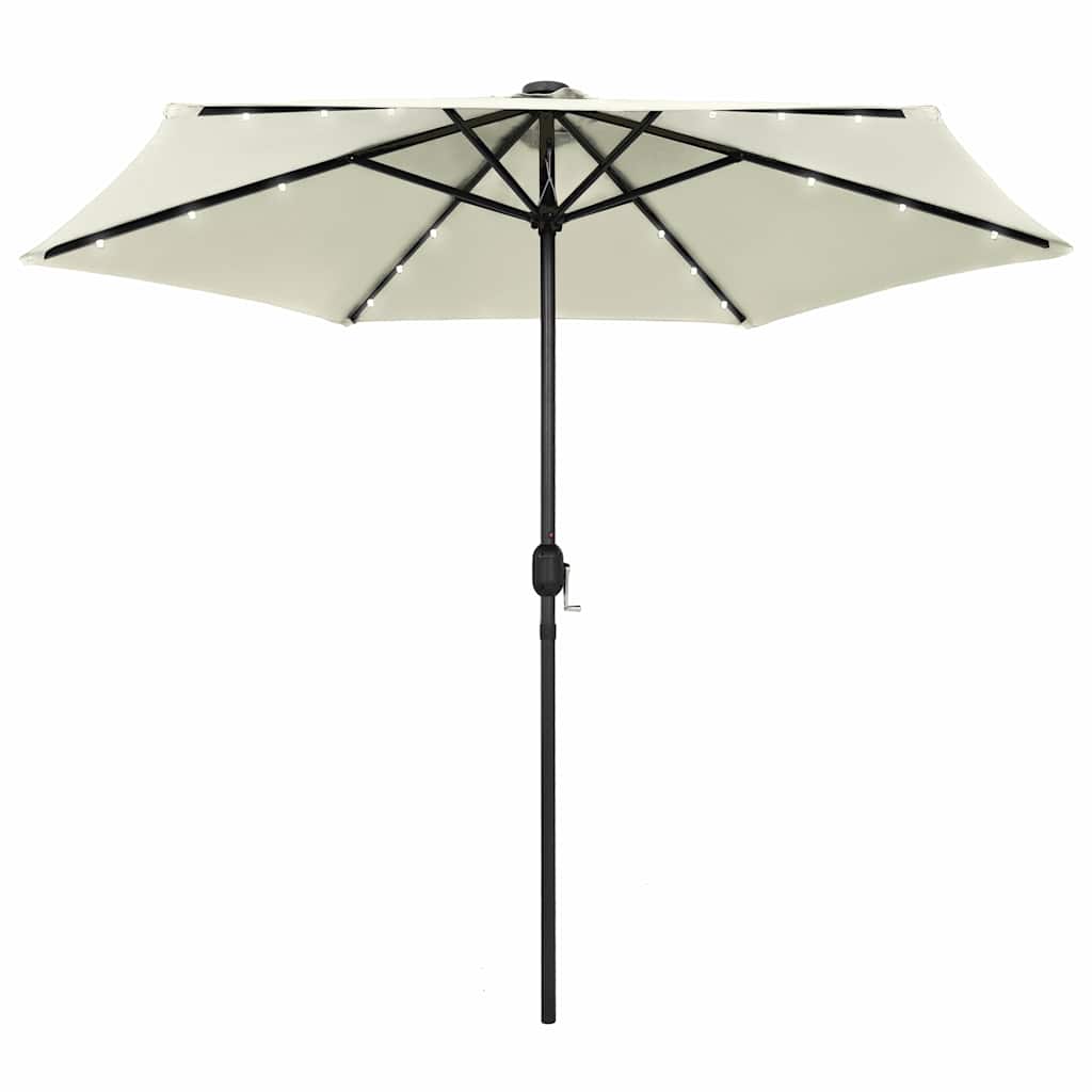 VidaXL Sonnenschirm mit LED-Beleuchtung und Aluminiumstange, 270 cm, Sandweiß