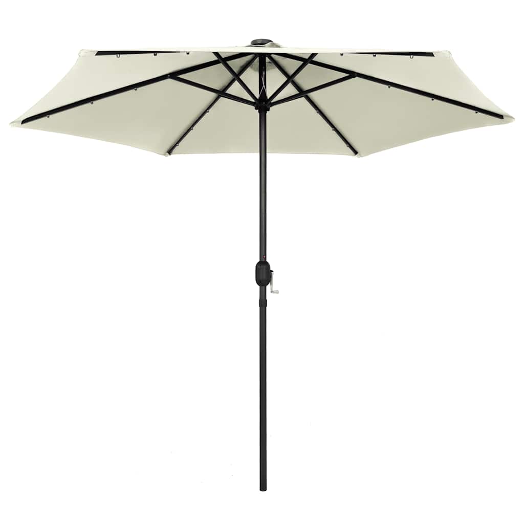 VidaXL Sonnenschirm mit LED-Beleuchtung und Aluminiumstange, 270 cm, Sandweiß