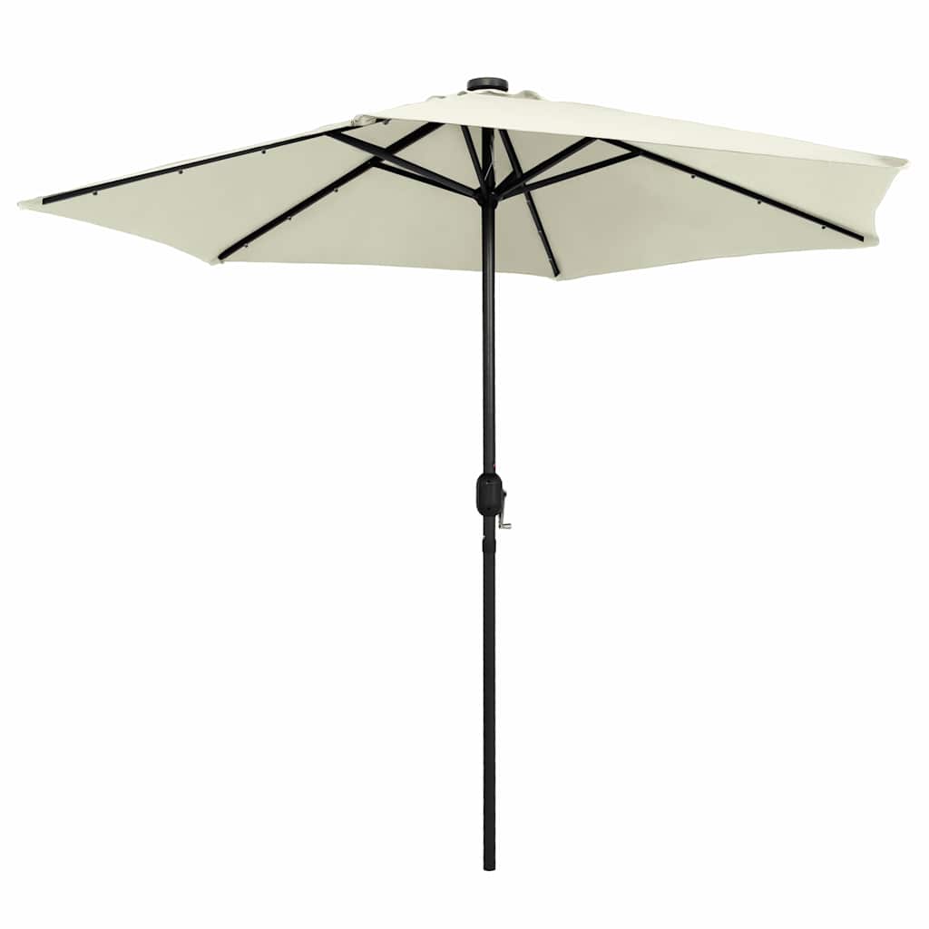 VidaXL Sonnenschirm mit LED-Beleuchtung und Aluminiumstange, 270 cm, Sandweiß