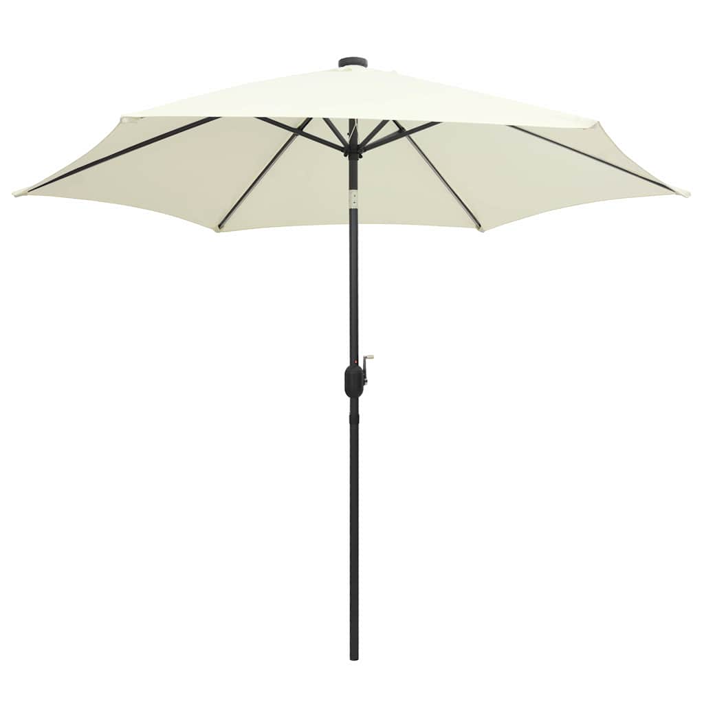 VidaXL Sonnenschirm mit LED-Beleuchtung und Aluminiumstange, 300 cm, Sandweiß
