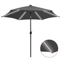 VidaXL Sonnenschirm mit LED-Beleuchtung und Aluminiumstange, 300 cm, Anthrazit