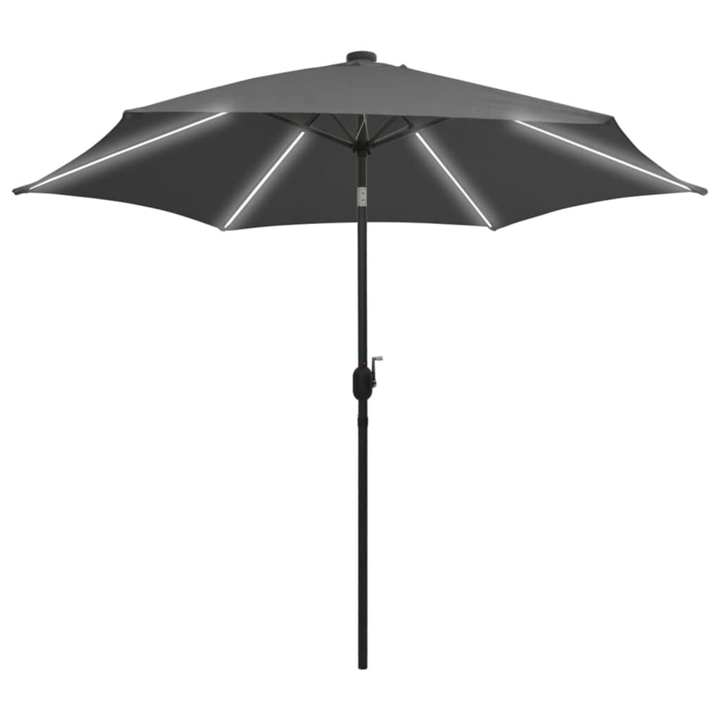 VidaXL Sonnenschirm mit LED-Beleuchtung und Aluminiumstange, 300 cm, Anthrazit