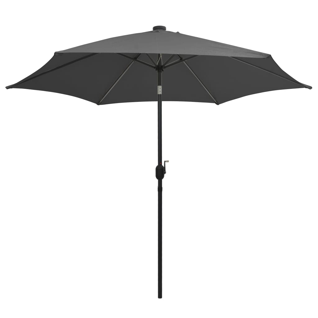 VidaXL Sonnenschirm mit LED-Beleuchtung und Aluminiumstange, 300 cm, Anthrazit