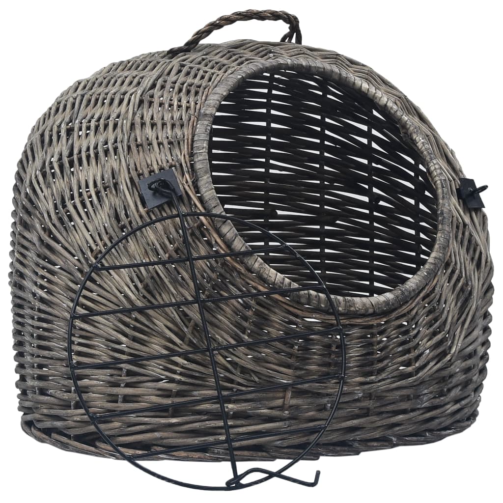 VidaXL Katzentransportbox 45x35x35 cm Naturweidenholz Grau