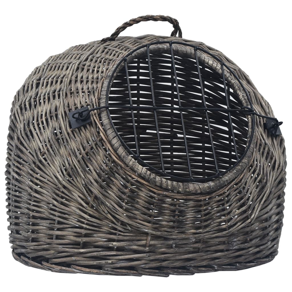 VidaXL Katzentransportbox 45x35x35 cm Naturweidenholz Grau