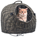VidaXL Katzentransportbox 45x35x35 cm Naturweidenholz Grau