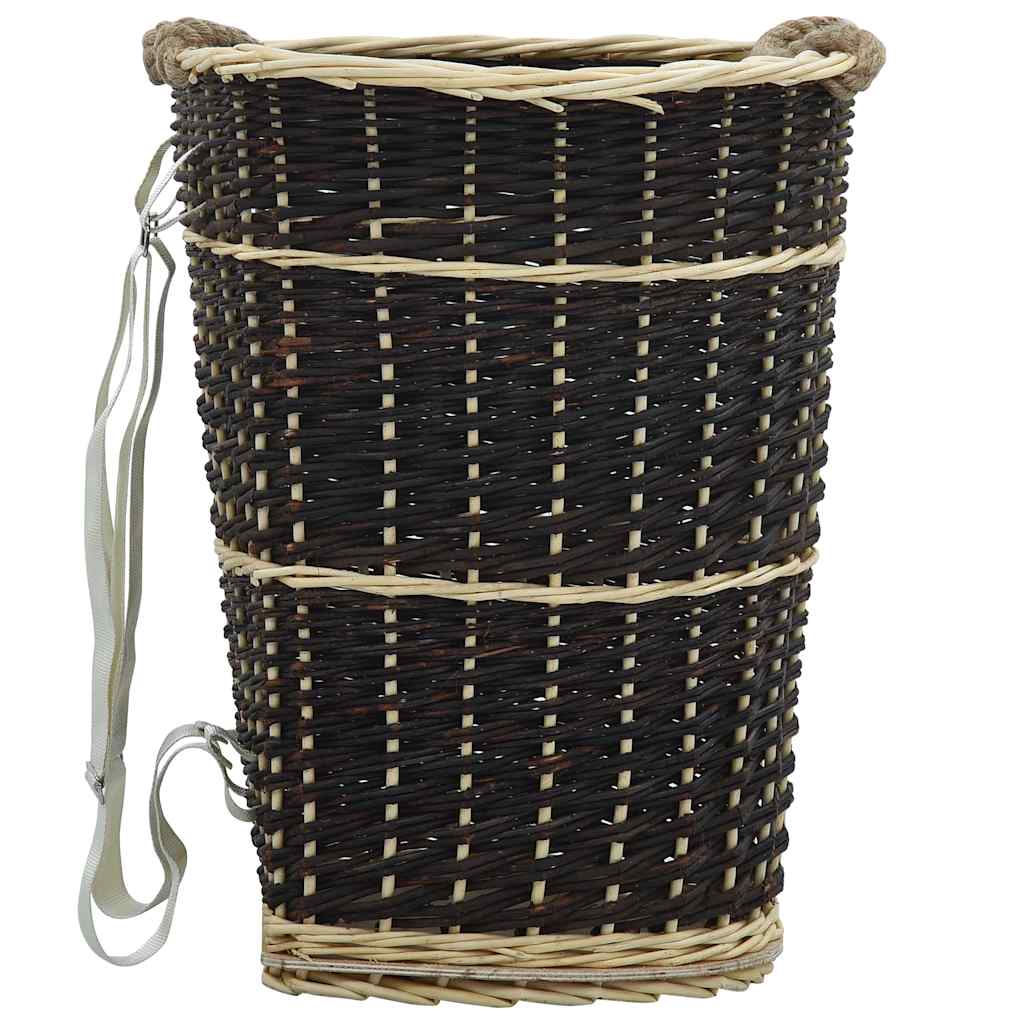 VidaXL Holzkorb mit Tragegriffen, 50 x 44 x 58 cm, Naturweide