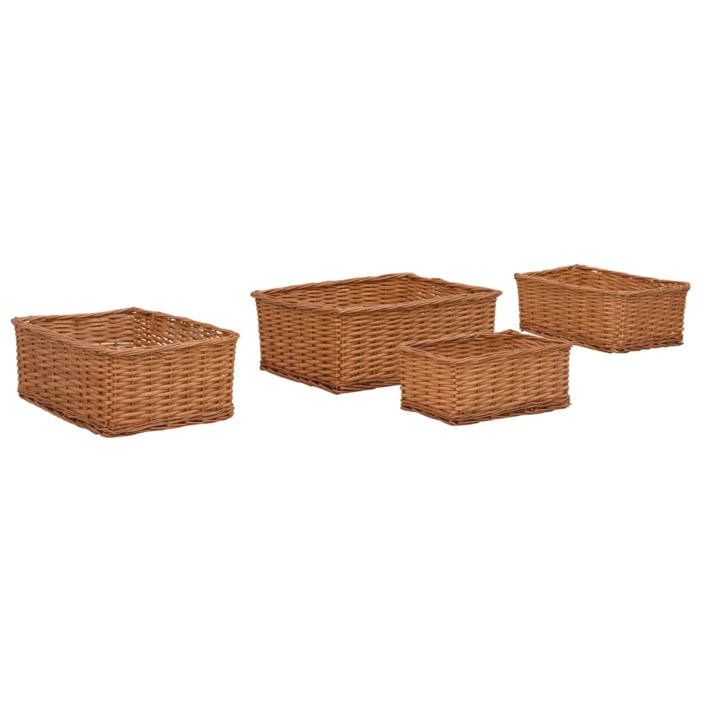 Vidaxl 4-teiliges Korbset, stapelbar, Weidenbraun