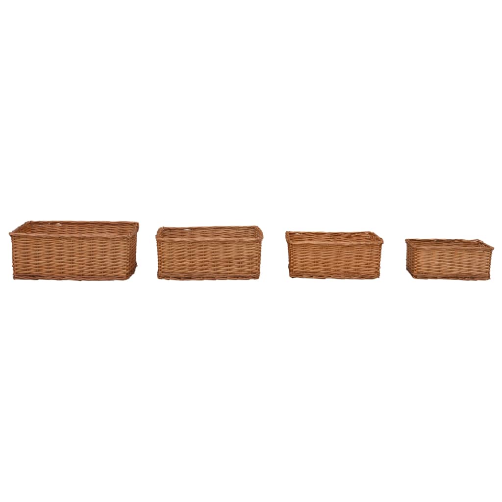 Vidaxl 4-teiliges Korbset, stapelbar, Weidenbraun