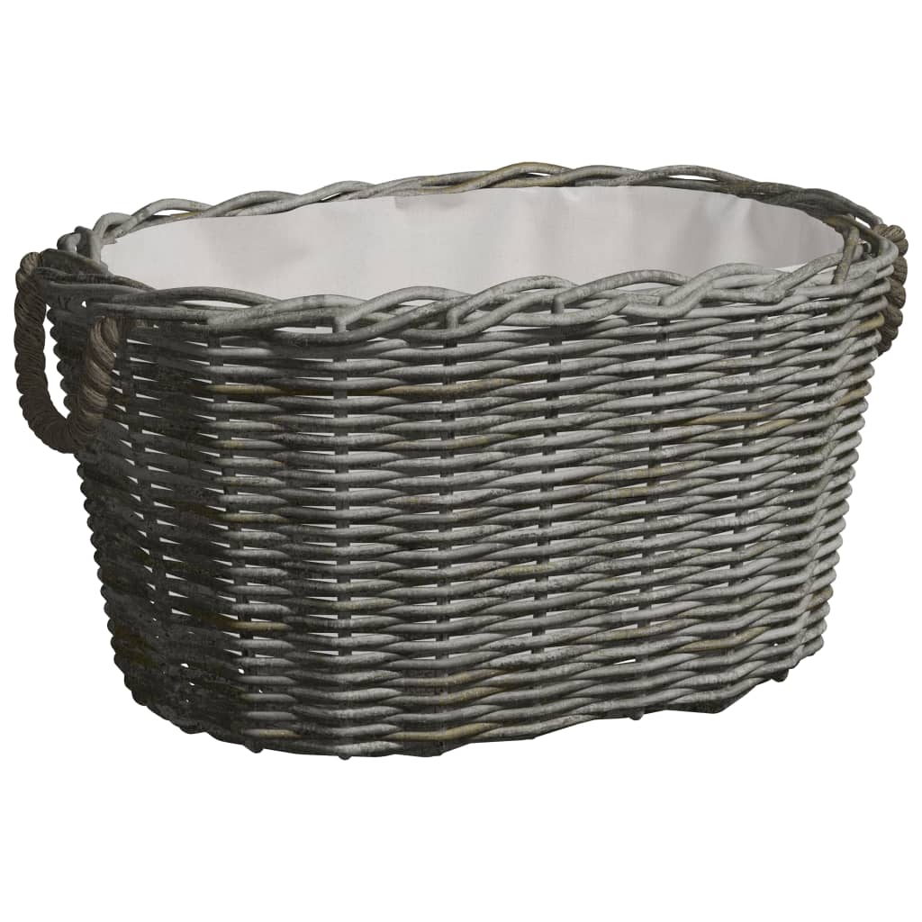 VidaXL Holzkorb mit Griffen, 59 x 42 x 28 cm, Weidenholzgrau