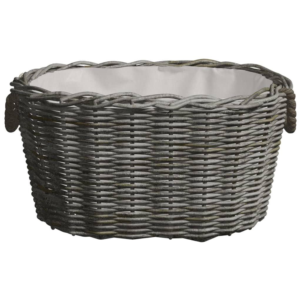 VidaXL Holzkorb mit Griffen, 59 x 42 x 28 cm, Weidenholzgrau