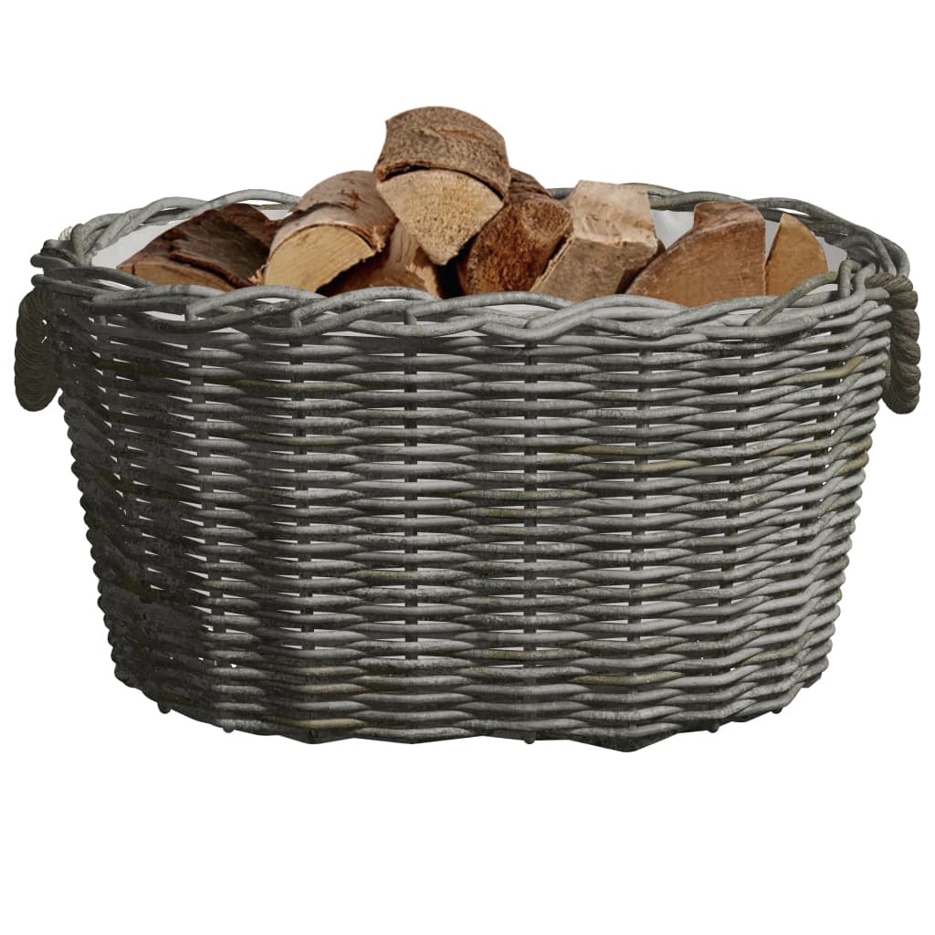 VidaXL Holzkorb mit Griffen, 59 x 42 x 28 cm, Weidenholzgrau