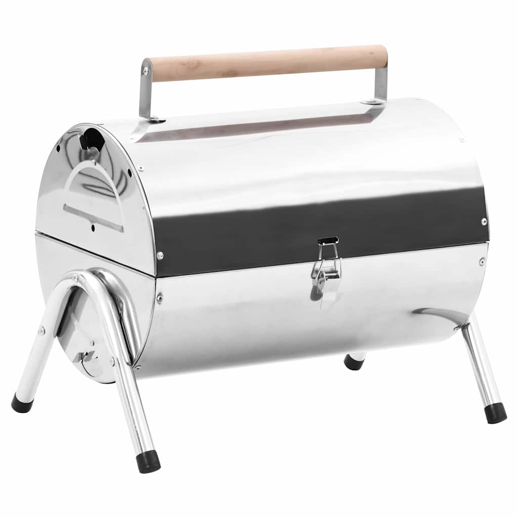 VidaXL Tischgrill mit Holzkohle, Doppelgrillrost, Edelstahl