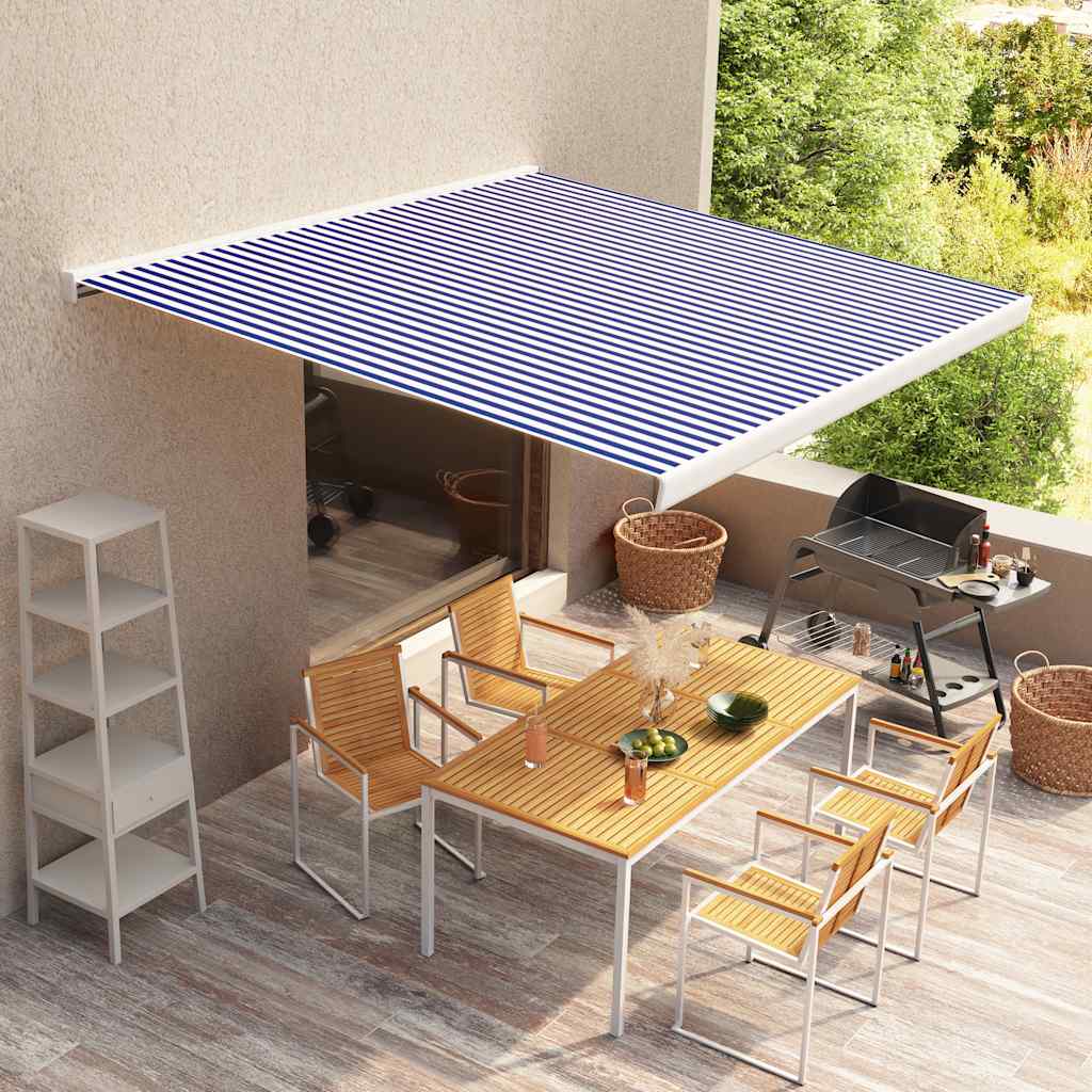 VidaXL Markisentuch 450x300 cm, Segeltuch, blau-weiß