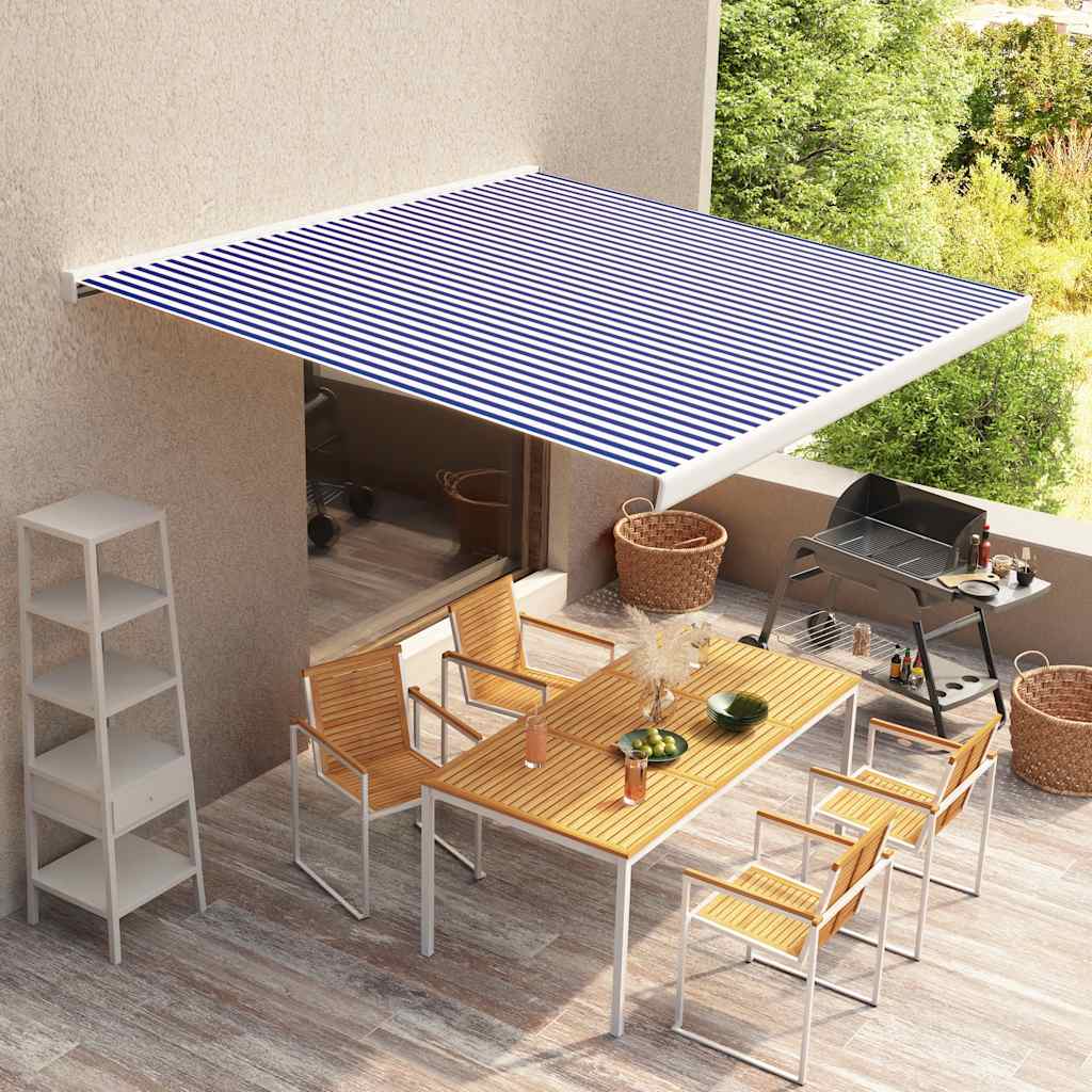VidaXL Markisentuch 500x300 cm, Segeltuch, blau-weiß