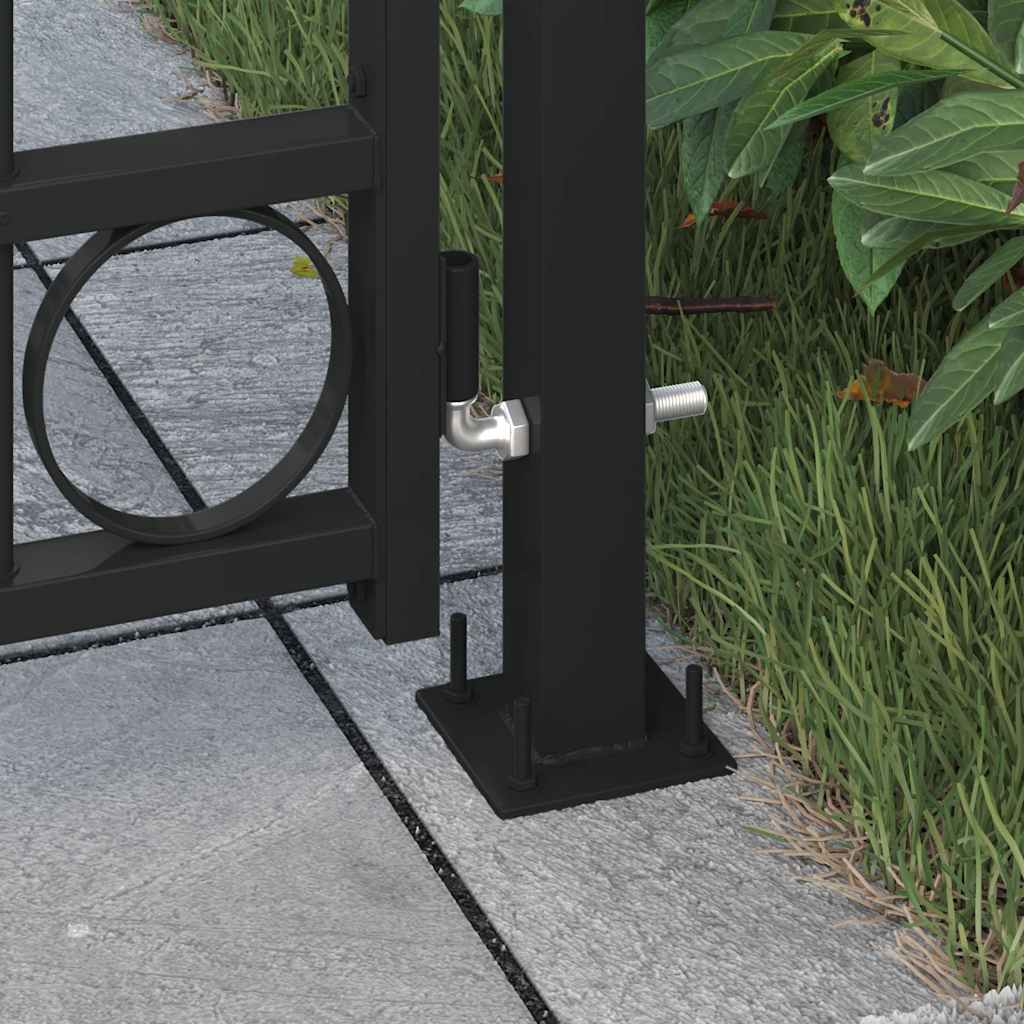 Vidaxl poort met gebogen bovenkant en 2 palen 105x204 cm zwart