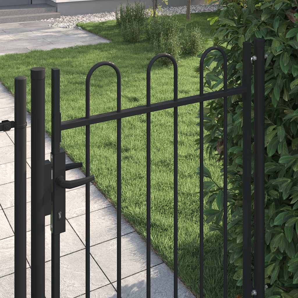 Vidaxl poort met gebogen bovenkant enkel 1x1,2 m staal zwart