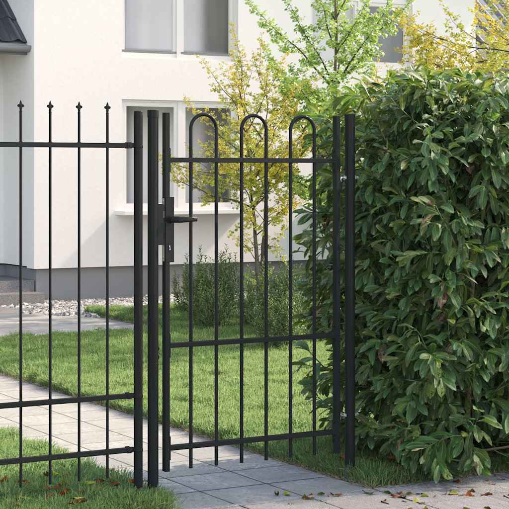 Vidaxl hekpoort boxtel enkele deur met gebogen bovenzijde 1x1,5m zwart