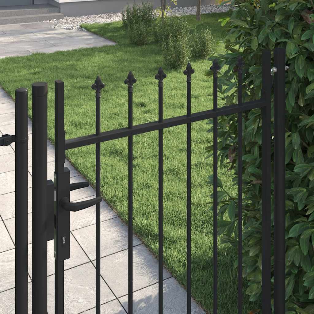 Vidaxl poort met puntige bovenkant enkel 1x1,2 m staal zwart