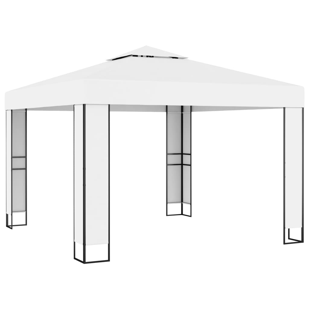Vidaxl prieel met dubbel dak 3x3 m wit