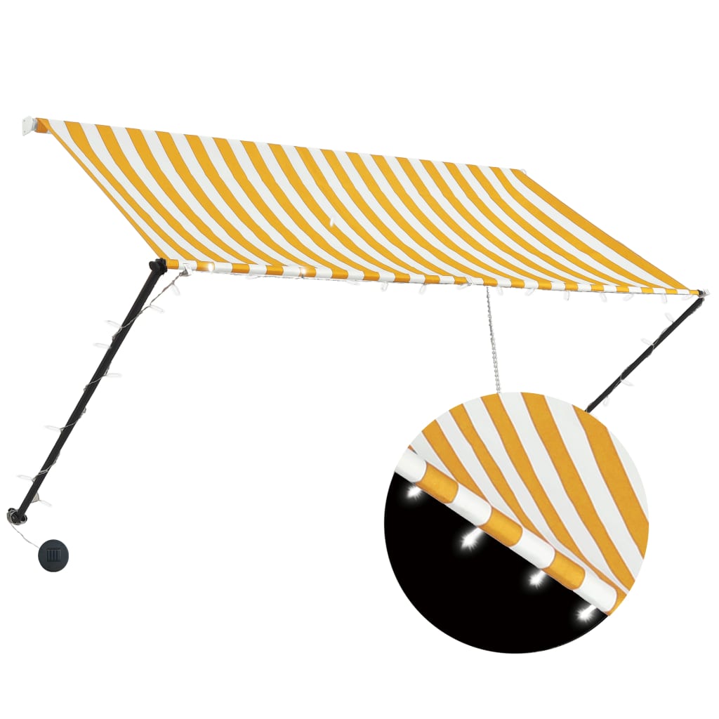 Vidaxx Markise mit LED 250x150 cm gelb-weißer Leitstab