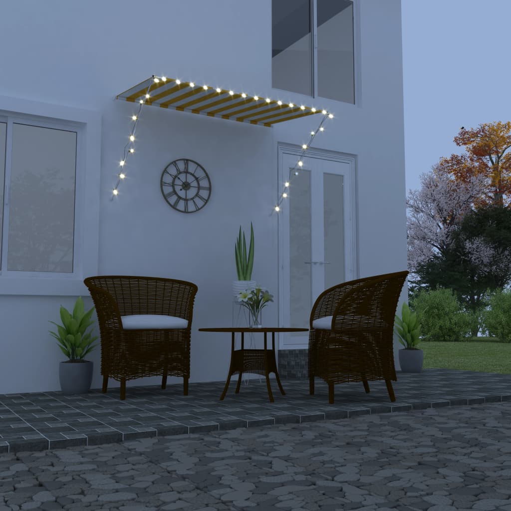 Vidaxx Markise mit LED 250x150 cm gelb-weißer Leitstab