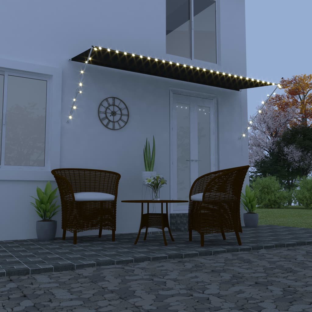 Vidaxx Markise mit LED 400x150 cm Anthrazit Schieferleiste