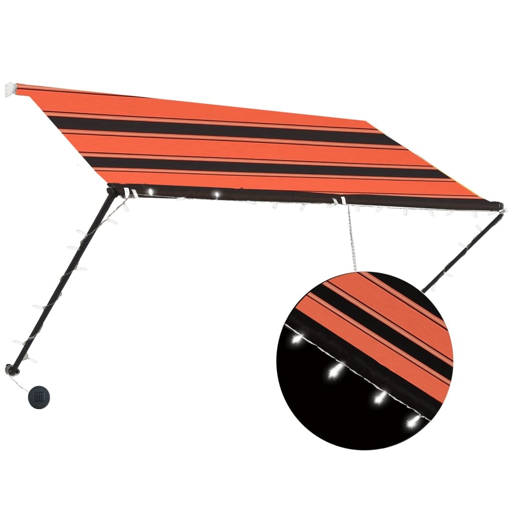 Vidaxx Markise mit LED 250x150 cm, orange und braune Bleischiene