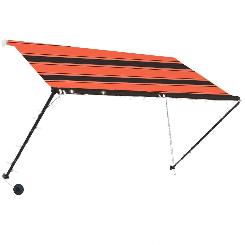 Vidaxx Markise mit LED 250x150 cm, orange und braune Bleischiene