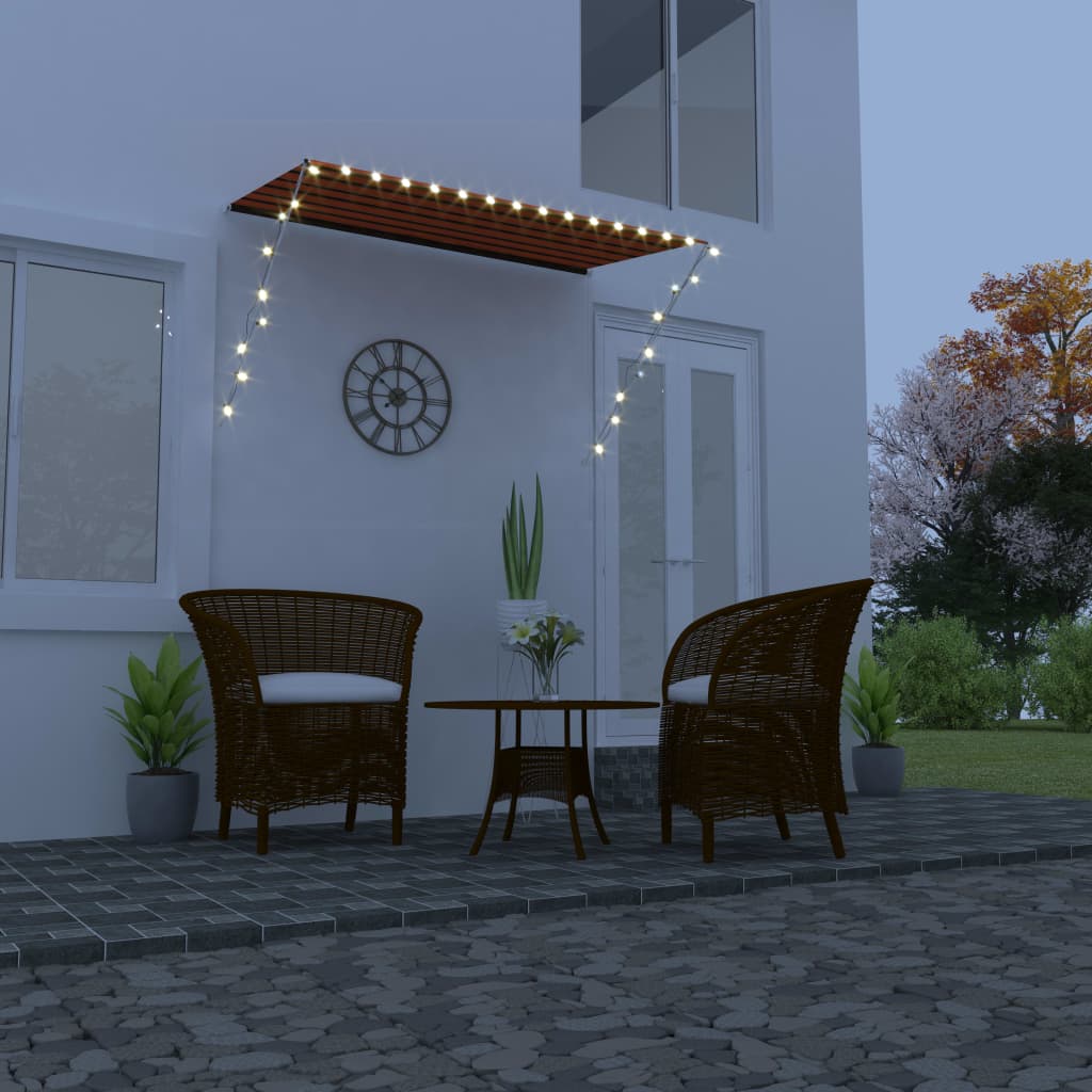 Vidaxx Markise mit LED 250x150 cm, orange und braune Bleischiene