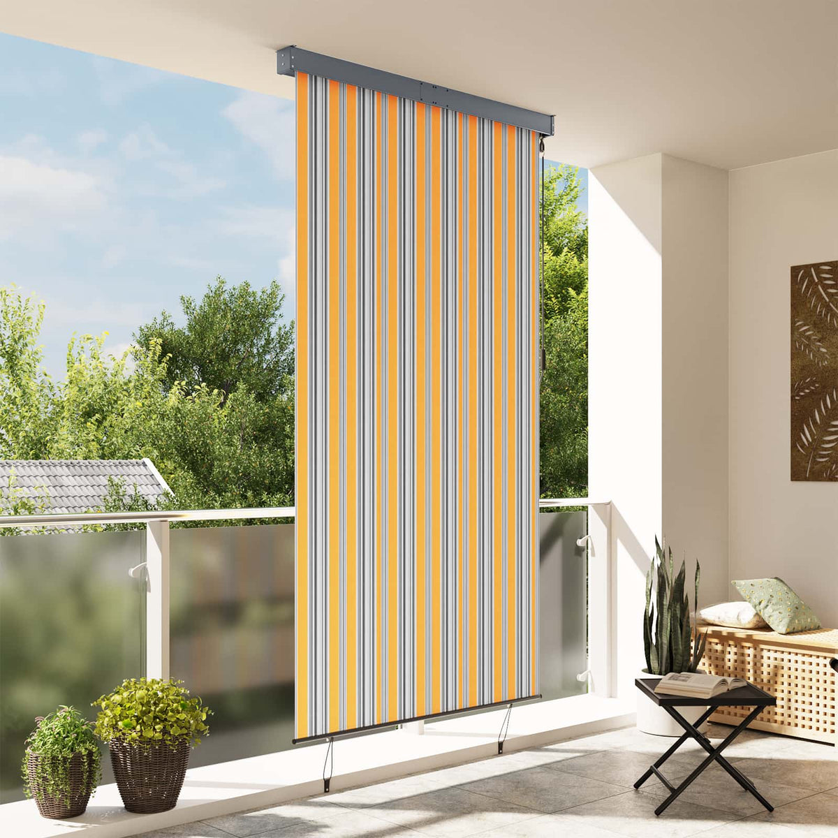 Vidaxl rolgordijn voor buiten 140x250 cm geel en blauw