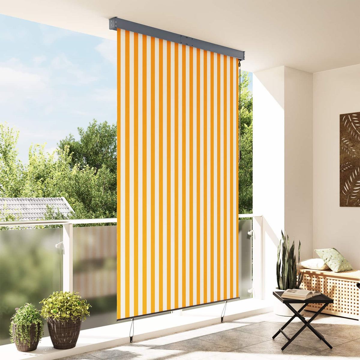 Vidaxl rolgordijn voor buiten 160x250 cm wit en oranje