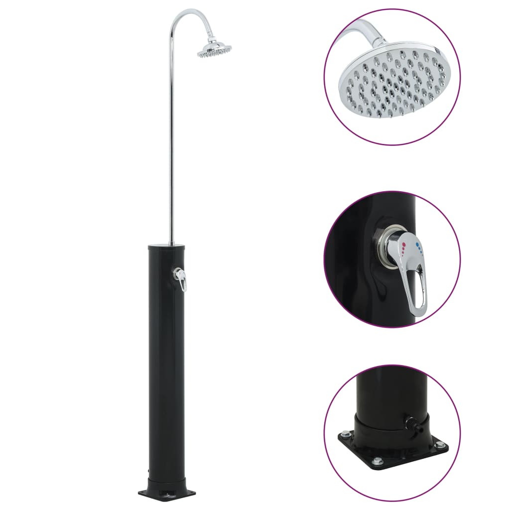 VidaXL Solardusche 20 l 214 cm Schwarz