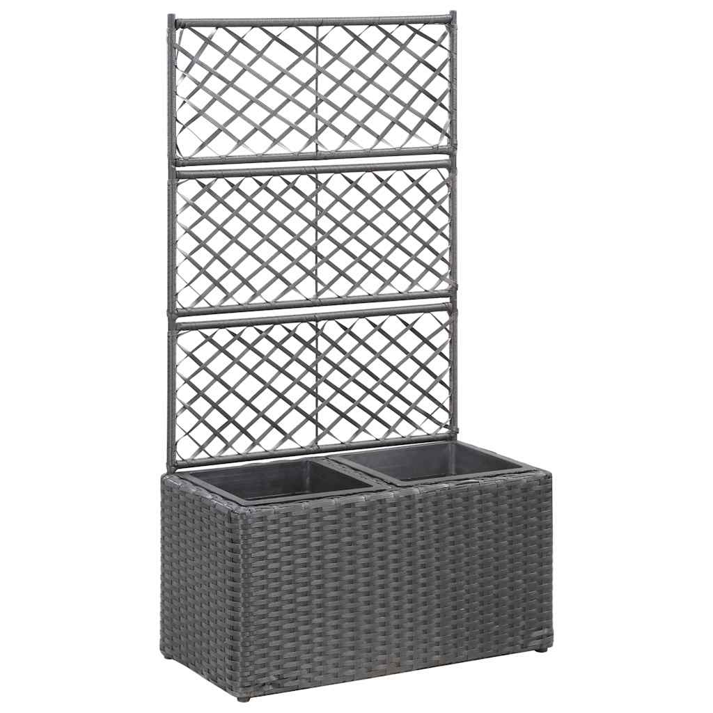 Vidaxl latwerkplantenbak verhoogd met potten 58x30x107 cm rattan zwart