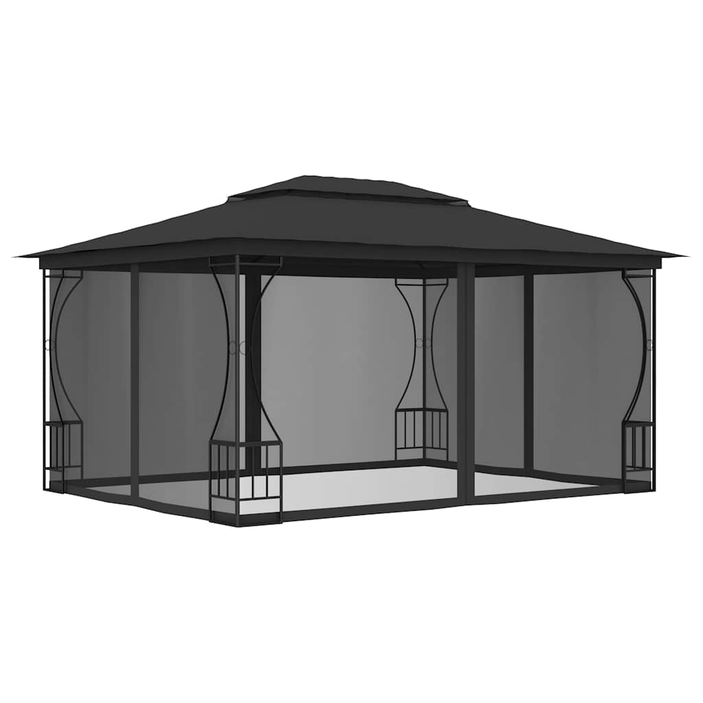 VidaXL - Laube mit Netzen 300x400x265 cm Anthrazit - lackiert