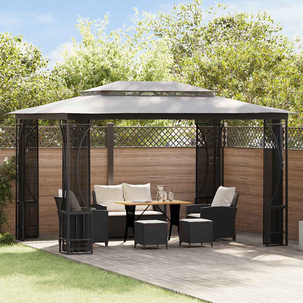 VidaXL - Laube mit Netzen 300x400x265 cm Anthrazit - lackiert