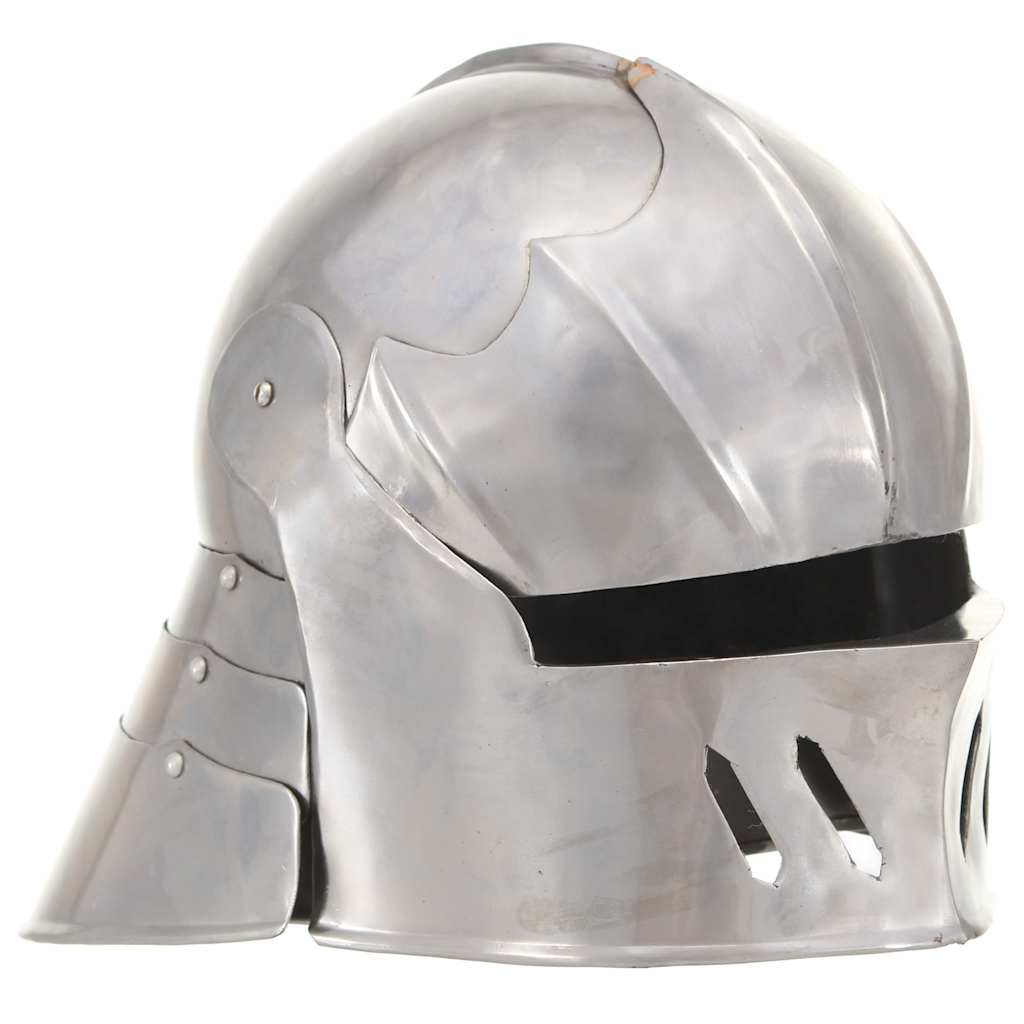 VidaXL Ritterhelm Mittelalterliche Replik LARP Stahl Silberfarben
