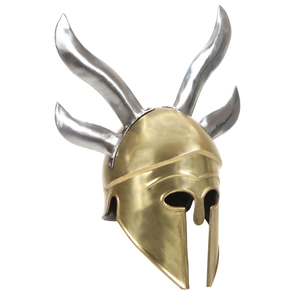 VidaXL Soldatenhelm, griechische Replik, LARP, Stahl, Messingfarben