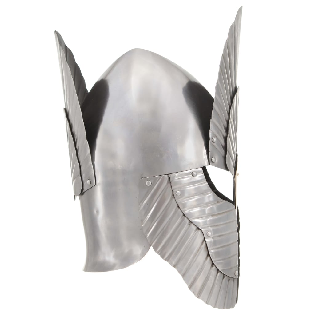 VidaXL Ritterhelm Mittelalterliche Replik LARP Stahl Silberfarben