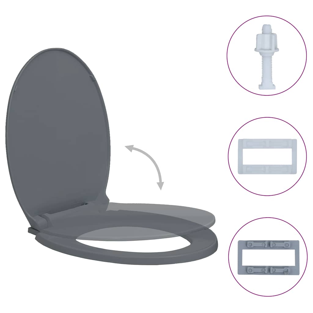 VidaXL WC-Sitz mit Absenkautomatik, oval, grau