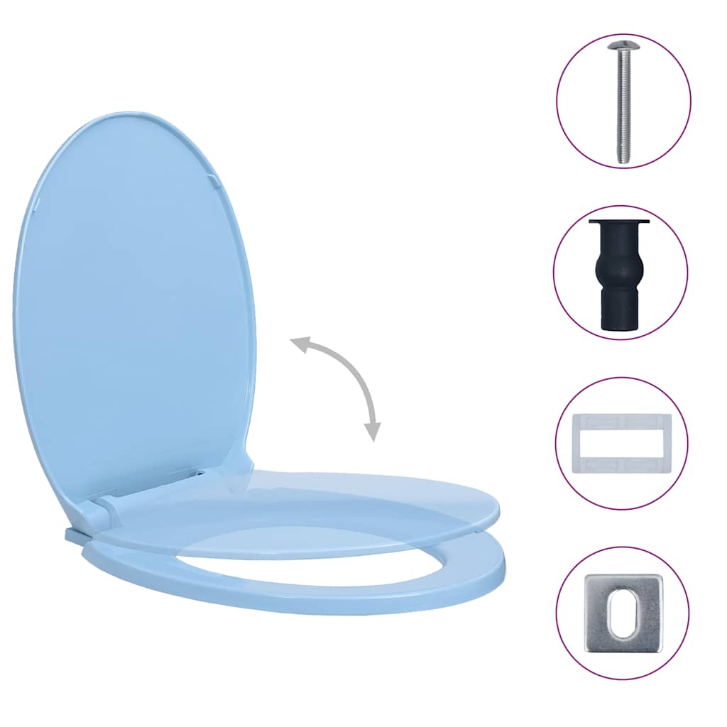 VidaXL WC-Sitz mit Absenkautomatik und Schnellverschluss, oval, blau
