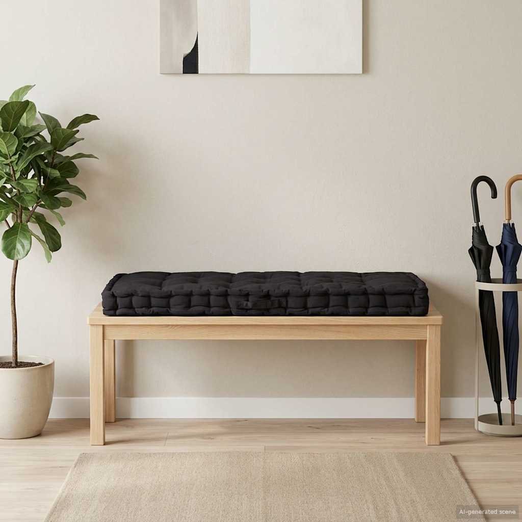 Vidaxl palletvloerkussen 120x80x10 cm katoen zwart