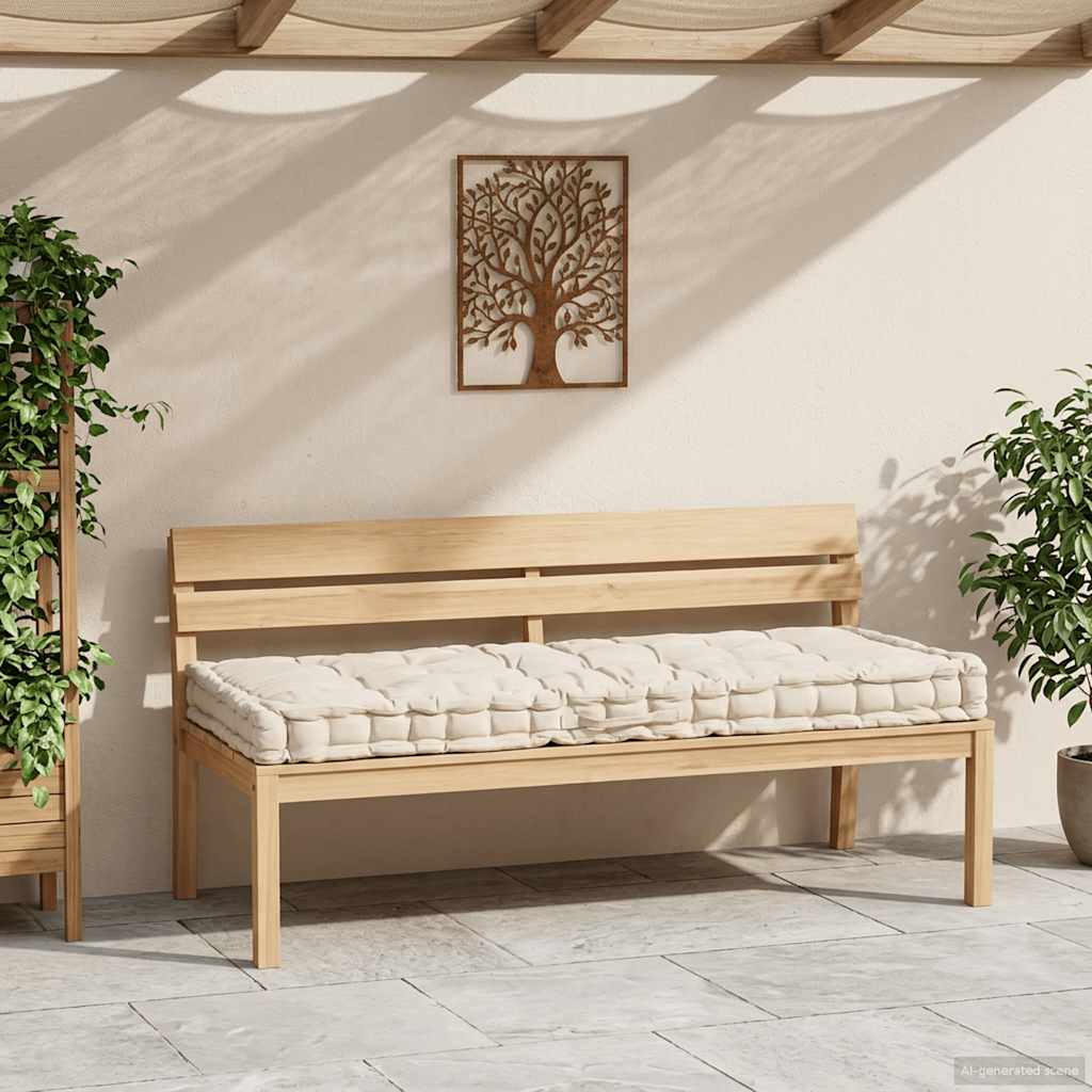 VIDAXL PALETTE FODEN KUSSE 120 x 80 x 10 cm Baumwolle Beige