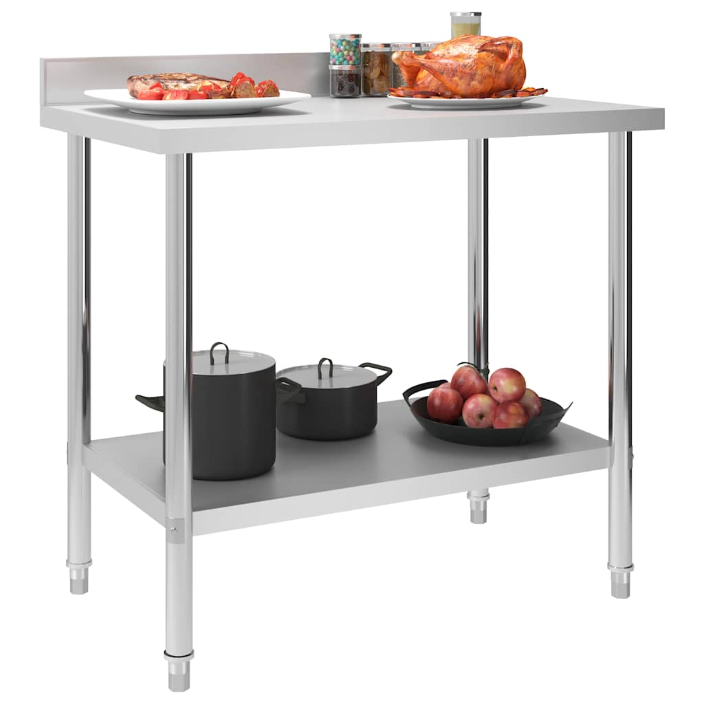 Vidaxl keukenwerktafel met spatscherm 100x60x93 cm roestvrij staal